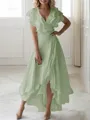 A-line V-Neck Sleeveless Asymmetrical Flattering Chiffon Mother of the Bride Dress