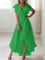 A-line V-Neck Sleeveless Asymmetrical Flattering Chiffon Mother of the Bride Dress