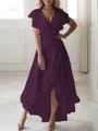 A-line V-Neck Sleeveless Asymmetrical Flattering Chiffon Mother of the Bride Dress