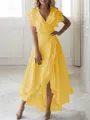 A-line V-Neck Sleeveless Asymmetrical Flattering Chiffon Mother of the Bride Dress