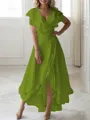 A-line V-Neck Sleeveless Asymmetrical Flattering Chiffon Mother of the Bride Dress