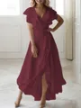 A-line V-Neck Sleeveless Asymmetrical Flattering Chiffon Mother of the Bride Dress