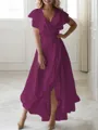 A-line V-Neck Sleeveless Asymmetrical Flattering Chiffon Mother of the Bride Dress