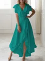 A-line V-Neck Sleeveless Asymmetrical Flattering Chiffon Mother of the Bride Dress