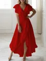 A-line V-Neck Sleeveless Asymmetrical Flattering Chiffon Mother of the Bride Dress