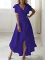 A-line V-Neck Sleeveless Asymmetrical Flattering Chiffon Mother of the Bride Dress