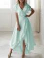 A-line V-Neck Sleeveless Asymmetrical Flattering Chiffon Mother of the Bride Dress