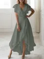 A-line V-Neck Sleeveless Asymmetrical Flattering Chiffon Mother of the Bride Dress