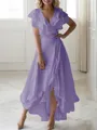 A-line V-Neck Sleeveless Asymmetrical Flattering Chiffon Mother of the Bride Dress