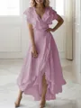 A-line V-Neck Sleeveless Asymmetrical Flattering Chiffon Mother of the Bride Dress