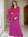 Understated A-line V-Neck Long Sleeves Floor-Length Chiffon Mother of the Bride Dress