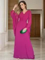 Understated A-line V-Neck Long Sleeves Floor-Length Chiffon Mother of the Bride Dress