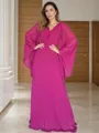 Understated A-line V-Neck Long Sleeves Floor-Length Chiffon Mother of the Bride Dress