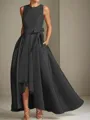 A-line Tasteful Scoop Sleeveless Asymmetrical Satin Mother of the Bride Dress