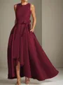 A-line Tasteful Scoop Sleeveless Asymmetrical Satin Mother of the Bride Dress