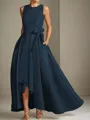 A-line Tasteful Scoop Sleeveless Asymmetrical Satin Mother of the Bride Dress