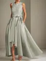 A-line Tasteful Scoop Sleeveless Asymmetrical Satin Mother of the Bride Dress