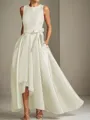 A-line Tasteful Scoop Sleeveless Asymmetrical Satin Mother of the Bride Dress