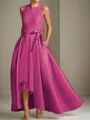 A-line Tasteful Scoop Sleeveless Asymmetrical Satin Mother of the Bride Dress