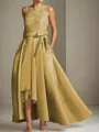 A-line Tasteful Scoop Sleeveless Asymmetrical Satin Mother of the Bride Dress