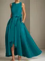 A-line Tasteful Scoop Sleeveless Asymmetrical Satin Mother of the Bride Dress