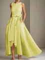 A-line Tasteful Scoop Sleeveless Asymmetrical Satin Mother of the Bride Dress