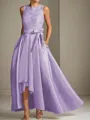 A-line Tasteful Scoop Sleeveless Asymmetrical Satin Mother of the Bride Dress