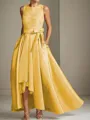 A-line Tasteful Scoop Sleeveless Asymmetrical Satin Mother of the Bride Dress