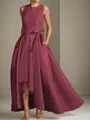A-line Tasteful Scoop Sleeveless Asymmetrical Satin Mother of the Bride Dress