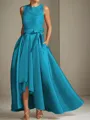 A-line Tasteful Scoop Sleeveless Asymmetrical Satin Mother of the Bride Dress