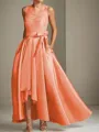 A-line Tasteful Scoop Sleeveless Asymmetrical Satin Mother of the Bride Dress