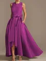 A-line Tasteful Scoop Sleeveless Asymmetrical Satin Mother of the Bride Dress