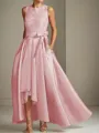 A-line Tasteful Scoop Sleeveless Asymmetrical Satin Mother of the Bride Dress
