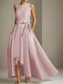 A-line Tasteful Scoop Sleeveless Asymmetrical Satin Mother of the Bride Dress