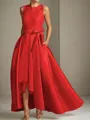A-line Tasteful Scoop Sleeveless Asymmetrical Satin Mother of the Bride Dress