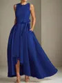 A-line Tasteful Scoop Sleeveless Asymmetrical Satin Mother of the Bride Dress