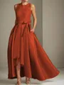 A-line Tasteful Scoop Sleeveless Asymmetrical Satin Mother of the Bride Dress