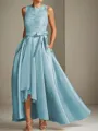 A-line Tasteful Scoop Sleeveless Asymmetrical Satin Mother of the Bride Dress