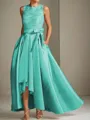 A-line Tasteful Scoop Sleeveless Asymmetrical Satin Mother of the Bride Dress