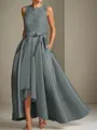 A-line Tasteful Scoop Sleeveless Asymmetrical Satin Mother of the Bride Dress