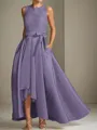 A-line Tasteful Scoop Sleeveless Asymmetrical Satin Mother of the Bride Dress