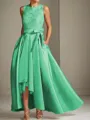 A-line Tasteful Scoop Sleeveless Asymmetrical Satin Mother of the Bride Dress