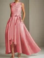 A-line Tasteful Scoop Sleeveless Asymmetrical Satin Mother of the Bride Dress