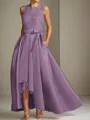 A-line Tasteful Scoop Sleeveless Asymmetrical Satin Mother of the Bride Dress