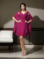 Regal A-line V-Neck Sleeveless Knee-Length Chiffon Mother of the Bride Dress With Pleats