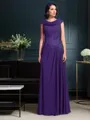 A-line Understated Sleeveless Floor-Length Chiffon Mother of the Bride Dress With Pleats