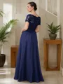 A-line V-Neck Short Sleeves Radiant Floor-Length Chiffon Mother of the Bride Dress