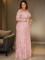 Sheath/Column Polished Scoop Long Sleeves Floor-Length Lace Mother of the Bride Dress