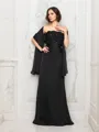 A-line Strapless Sleeveless Sweep Train Noble Chiffon Mother of the Bride Dress With Beading