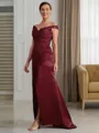 Graceful Sheath/Column Off-the-Shoulder Sleeveless Sweep Train Satin Mother of the Bride Dress